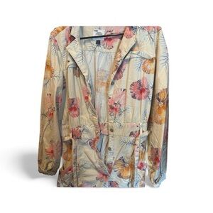 Anthropologie Floral Romper in Cream and Red-Size Large